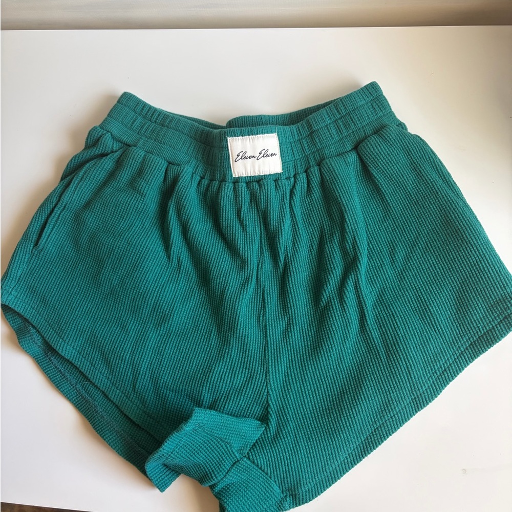 Eleven Eleven Teal Women's Waffle Knit Shorts